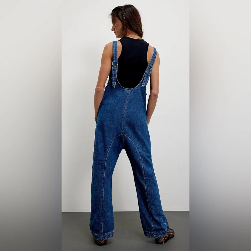 We The Free High Roller Jumpsuit Baggy Denim Overalls - Picture 2 of 8